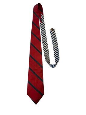 Tommy Hilfiger Silk Tie Red Navy Stripe Made in Italy Preppy Necktie 2000s
